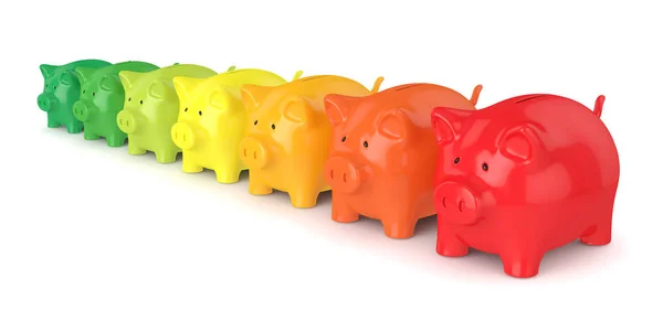 3d renderização de piggy banks coloridos — Fotografia de Stock