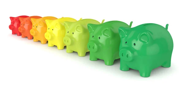 3d renderização de piggy banks coloridos — Fotografia de Stock