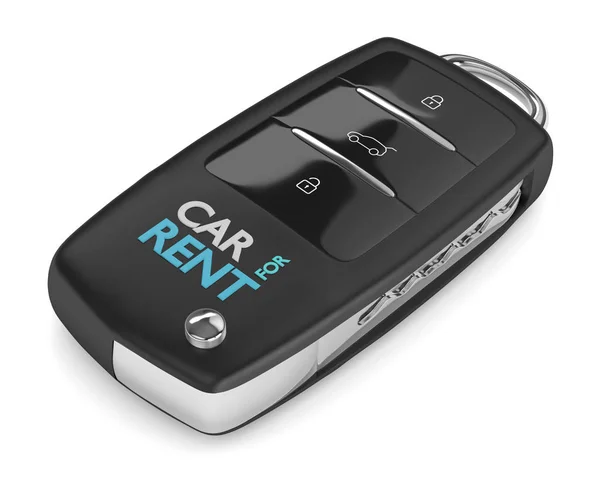 3d render of car for rent key over white — Stock Photo, Image