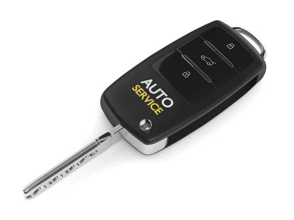 Rendering 3d della chiave dell'auto con testo di servizio automatico — Foto Stock