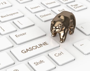 benzinli düğme ve ayı ile klavye 3D render