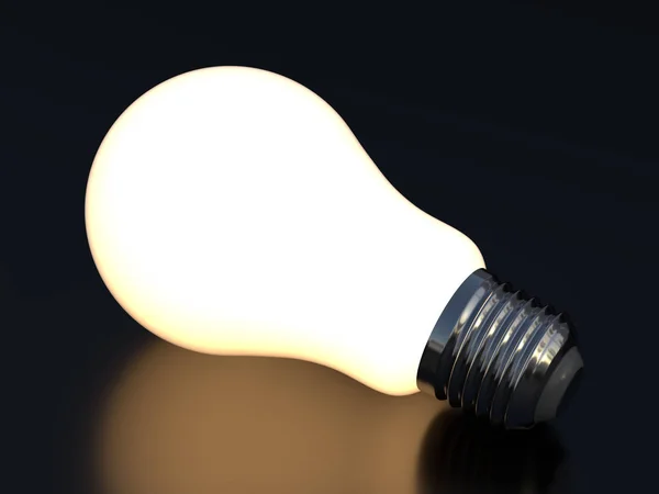 Renderização 3d da lâmpada incandescente de luz brilhando no preto — Fotografia de Stock