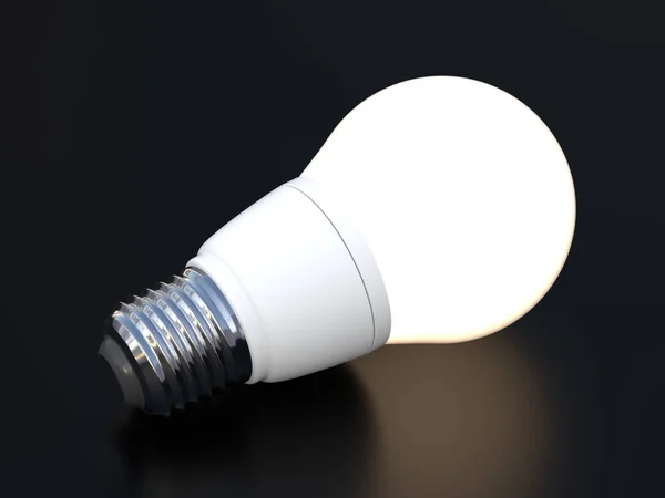Renderização 3d de lâmpada led brilhando no preto — Fotografia de Stock