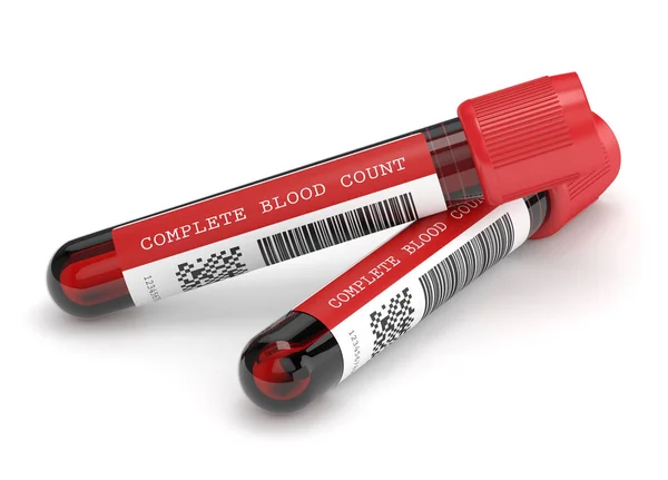 3d renderização de CBC tubos de sangue sobre branco — Fotografia de Stock