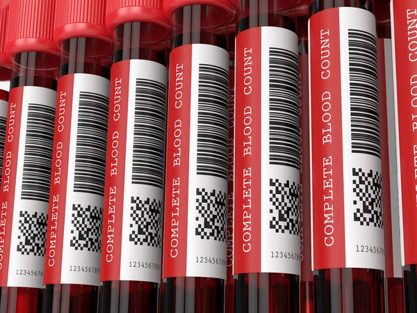Renderização 3d de tubos sanguíneos de CBC em linha — Fotografia de Stock