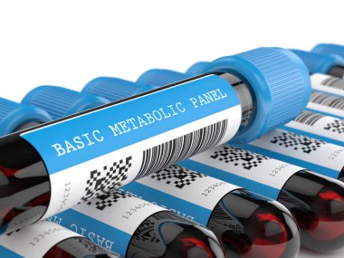 Temel Metabolik Panel kan tüpleri 3d render