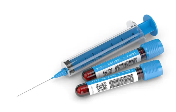 मूलभूत मेटाबॉलिक पॅनेल रक्त ट्यूबची 3 डी रेंडर — स्टॉक फोटो, इमेज