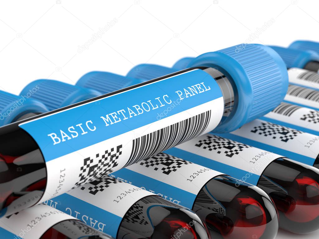 3d render of Basic Metabolic Panel blood tubes