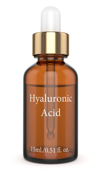 Renderização 3d do frasco de ácido hialurônico com conta-gotas — Fotografia de Stock
