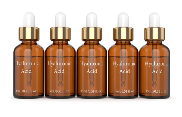 3d render of hyaluronic acid bottles with dropper — Stock Photo, Image