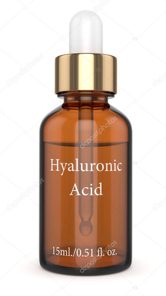 3d render of hyaluronic acid bottle with dropper