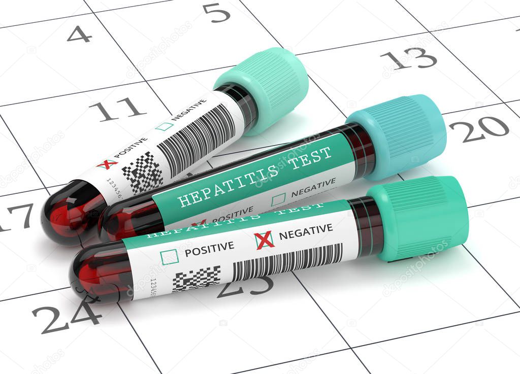 3d render of  blood samples with hepatitis test