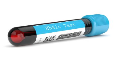 Beyaz üzerine 3D Hba1c kan tüpü.