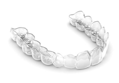 3d render of invisalign removable and invisible vacuum formed retainer over white background. clipart