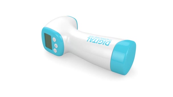 Digitales Infrarot Touch Thermometer Auf Weißem Hintergrund — Stockvideo
