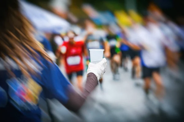 Wroclaw marathon running intentional motion blur Royalty Free Stock Photos