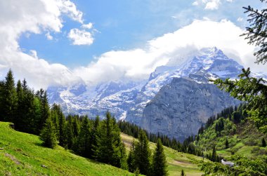 Mount Jungfrau İsviçre Alpleri'nde güzel görünüm