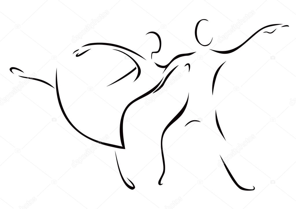 Sketch of a dancing woman and man