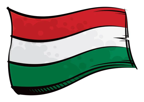 Painted Hungary Flag Waving Wind — Stock Vector