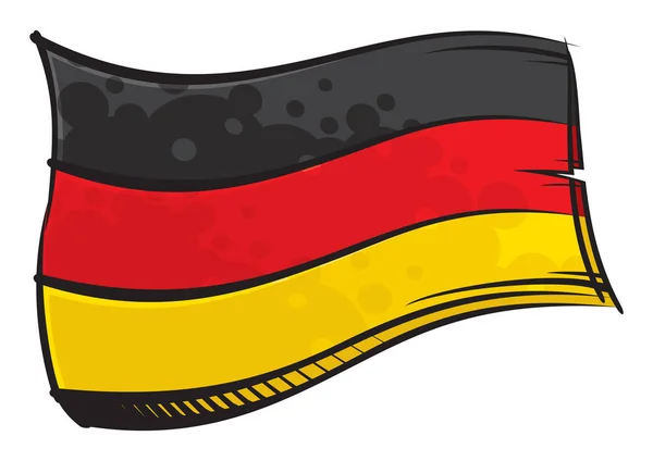Bandiera Dipinta Germania Sventola Nel Vento — Vettoriale Stock