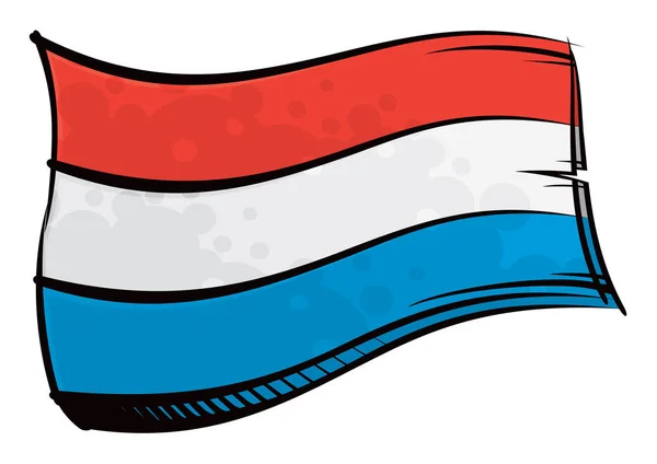 Malowana Luksemburska Flaga Machająca Wiatrem — Wektor stockowy