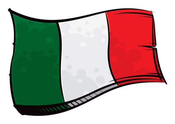 Painted Italy Flag Waving Wind — Stock Vector