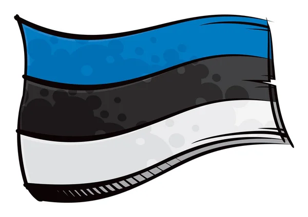 Bemalte Estnische Flagge Weht Wind — Stockvektor