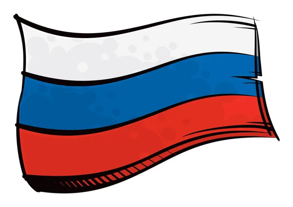 Geschilderde Russische Vlag Wapperend Wind — Stockvector