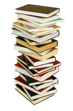 Beyaz arka plan üzerinde izole kitap'ın yüksek yığını