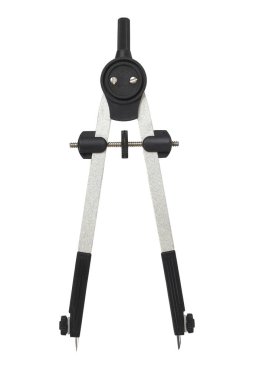 Beyaz arka plan üzerinde izole pergel çizim makro