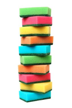 İzole üzerinde beyaz arka plan Poliuretane bulaşık süngeri