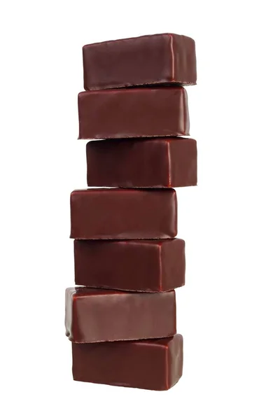 Çikolata Üzerinde Izole Beyaz Arka Plan Yığını — Stok fotoğraf