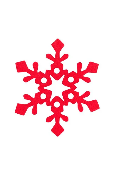 Red Christmas Snowflake Isolated White Background — Stock Photo, Image