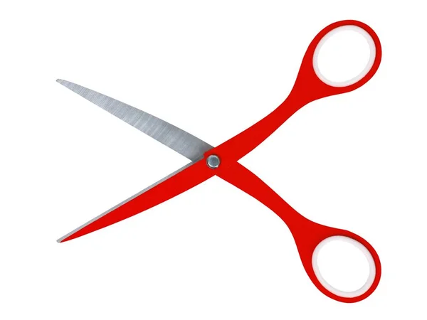 Wide Open Red Scissors Isolated White Background — Stock Photo, Image