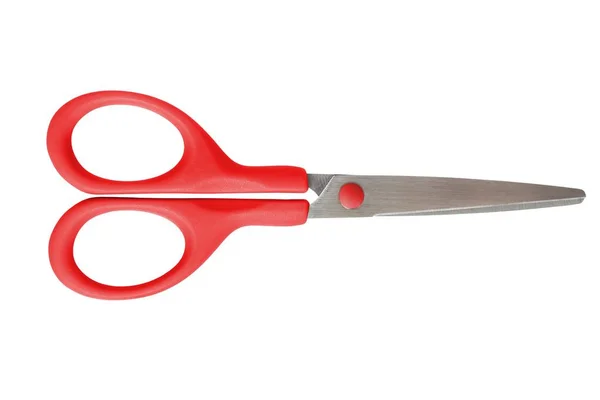 Closed Scissors Red Handles Isolated White Background — Stock Photo, Image