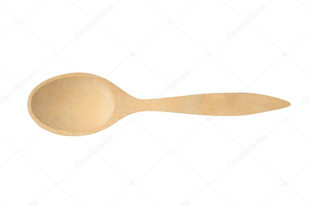 Big wooden spoon isolated on white background