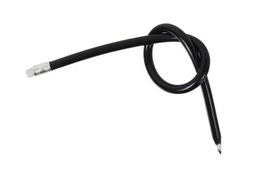 Beyaz arka plan üzerinde izole esnek siyah kalem.