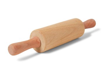 Wooden rolling pin isolated on white background clipart