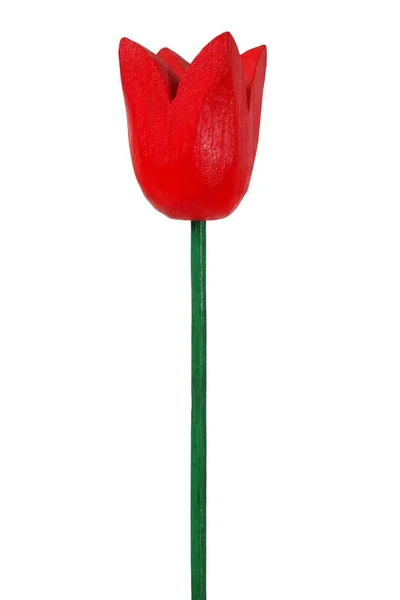 Tulipán Madera Rojo Aislado Sobre Fondo Blanco —  Fotos de Stock