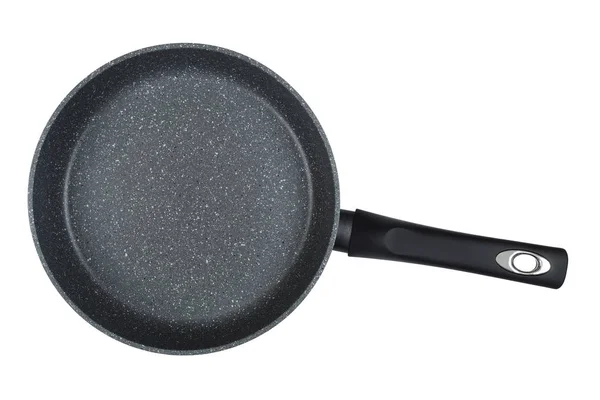 Black Frying Pan Isolated White Background Stock Image