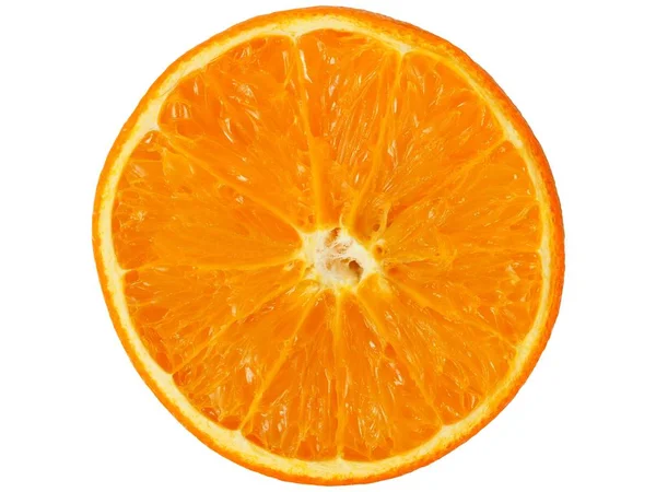 Orange halv på vit — Stockfoto