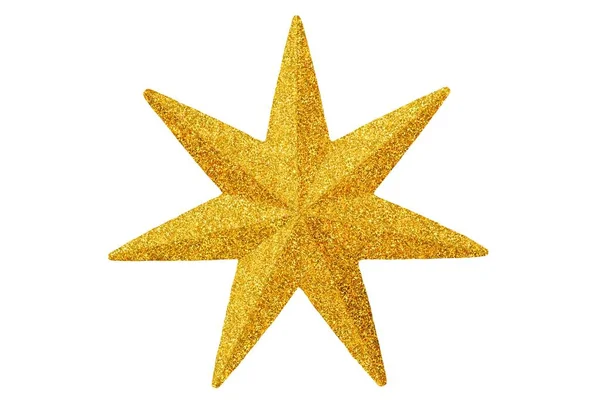 Золота різдвяна зірка на білому — стокове фото