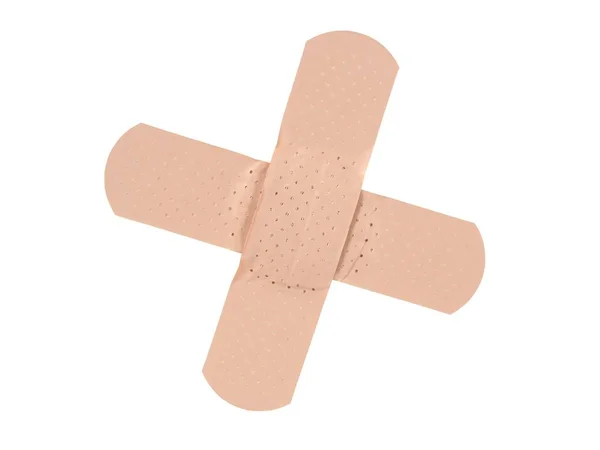 Cruzamento adesivo de band-aid sobre branco — Fotografia de Stock