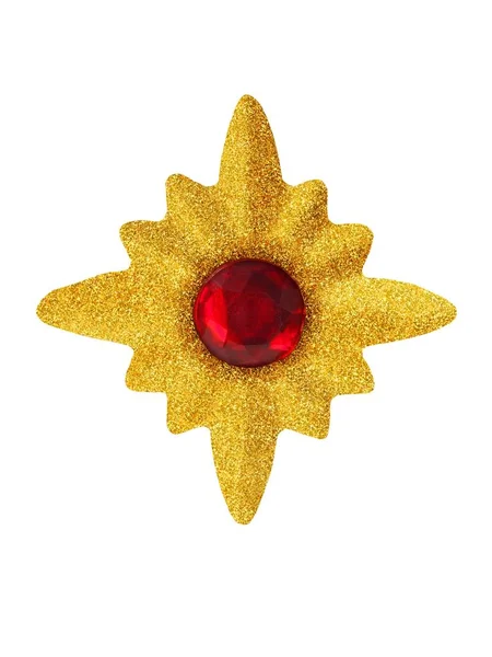 Gold Christmas star on white — Stock Photo, Image