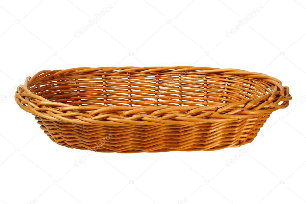 Wicker basket on white