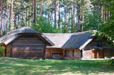 Etnografik Hava Müzesi Letonya açın. Yaz günü.