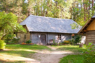 Etnografik Hava Müzesi Letonya açın. Yaz günü.