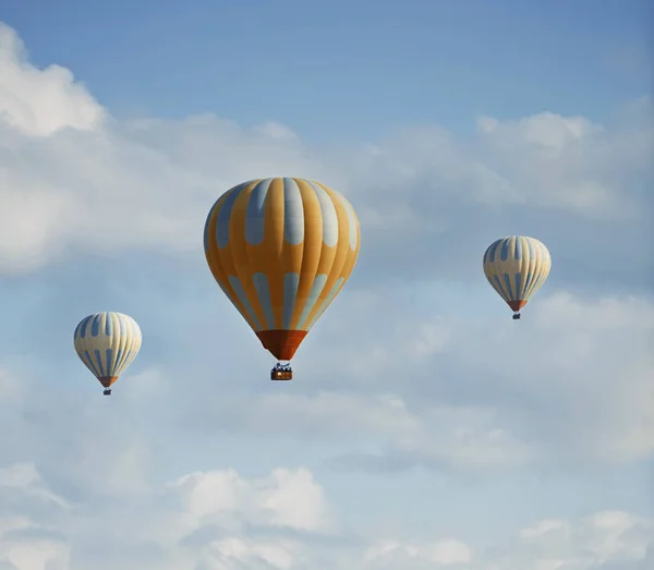 Three Hot Air Balloons Flying Sky — Stock Photo, Image