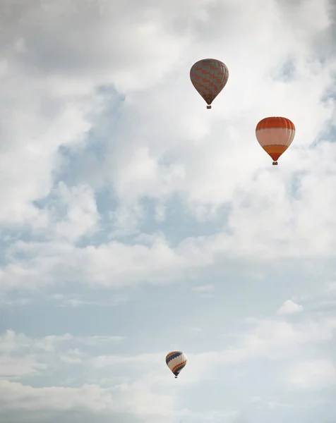 Three Hot Air Balloons Flying Sky — Stock Photo, Image