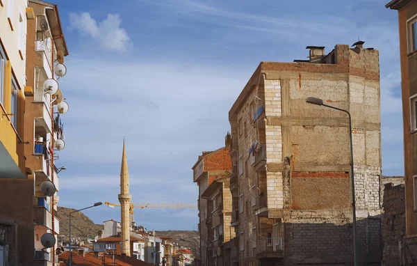 Ciudad Goreme Con Mezquitas Edificios Residenciales Región Capadocia Turquía — Foto de Stock